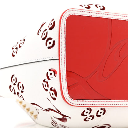 Christian Louboutin Calfskin Perforated Small Loubinthesky Cabarock Spikes Tote Snow 8 of 9