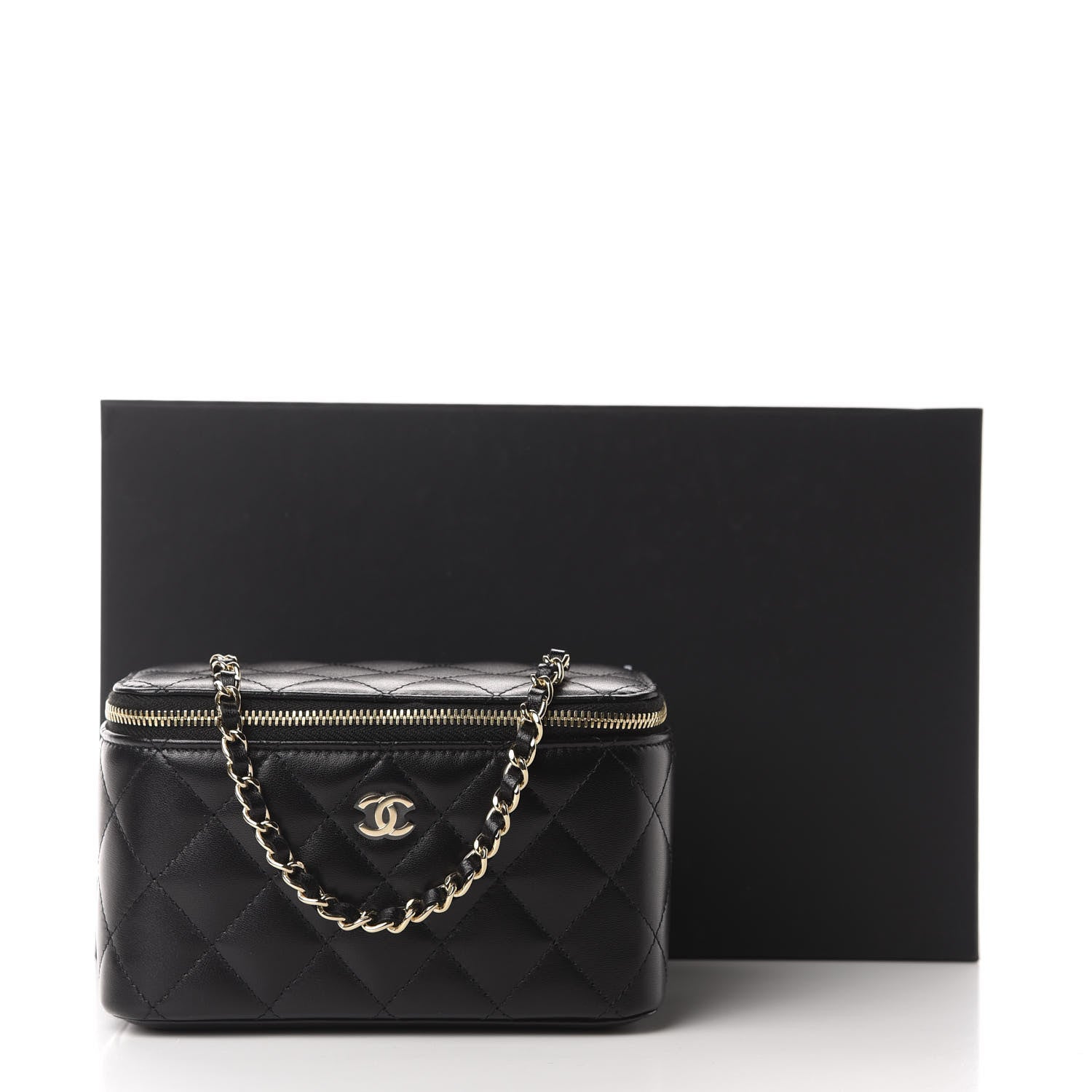 Chanel Lambskin Quilted Small Vanity Case With Chain Black 11 of 11
