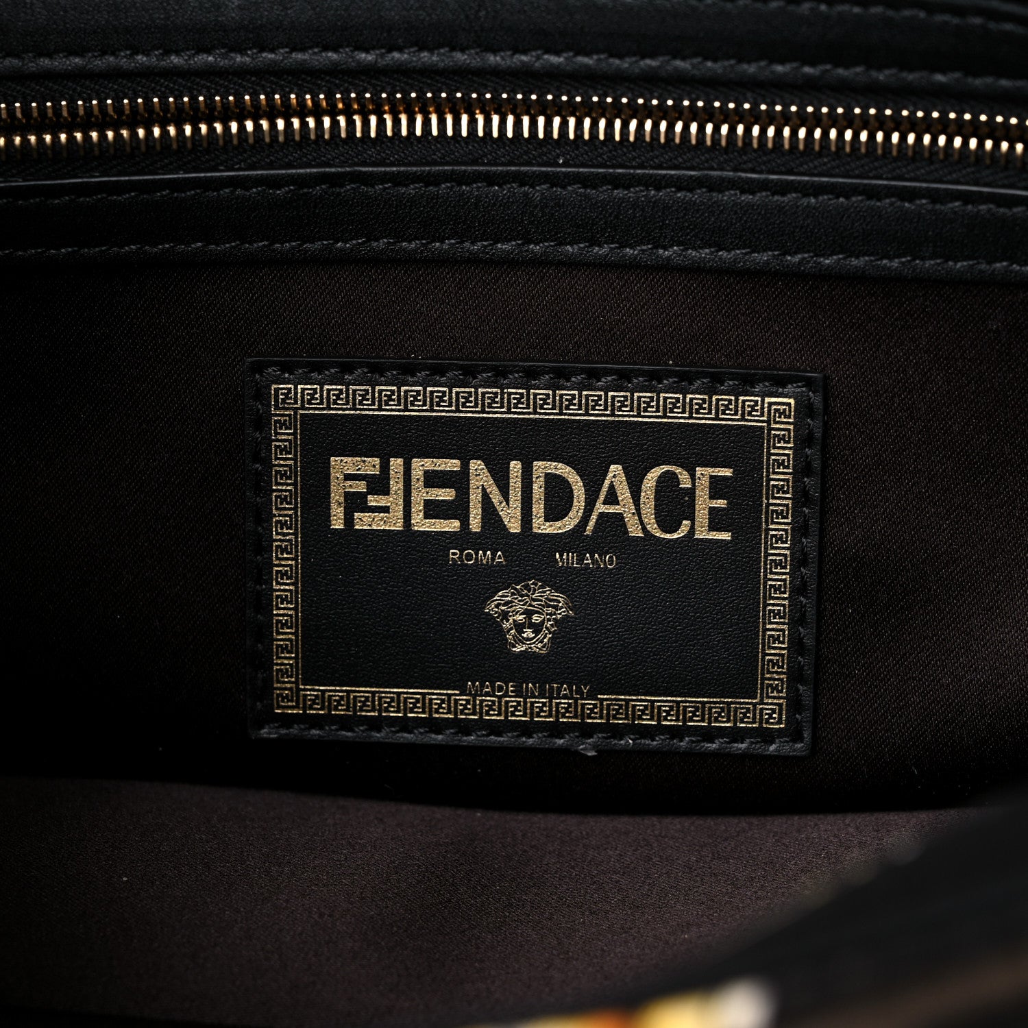 Fendi X VERSACE Silk Fendace FF Baroque Quilted Scarf Baguette Black Gold 5 of 7