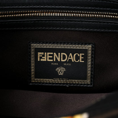 Fendi X VERSACE Silk Fendace FF Baroque Quilted Scarf Baguette Black Gold 5 of 7