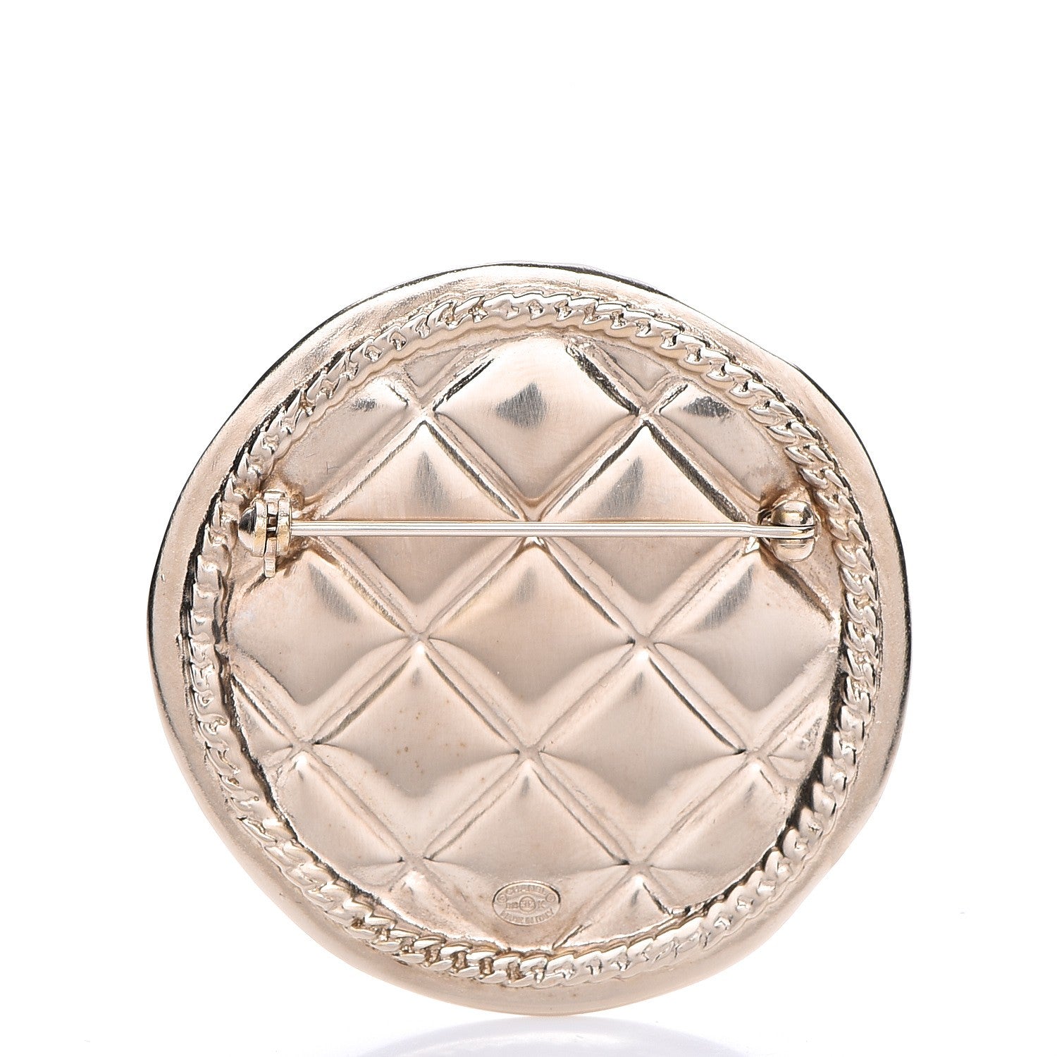 Chanel Quilted CC Brooch Pin Gold 3 of 4