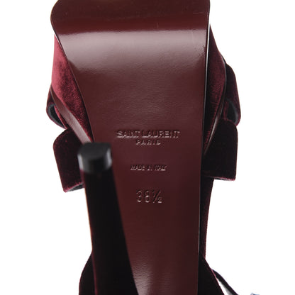 Saint Laurent Velvet Tribute 105 Platform Sandals 38.5 Burgundy 7 of 9