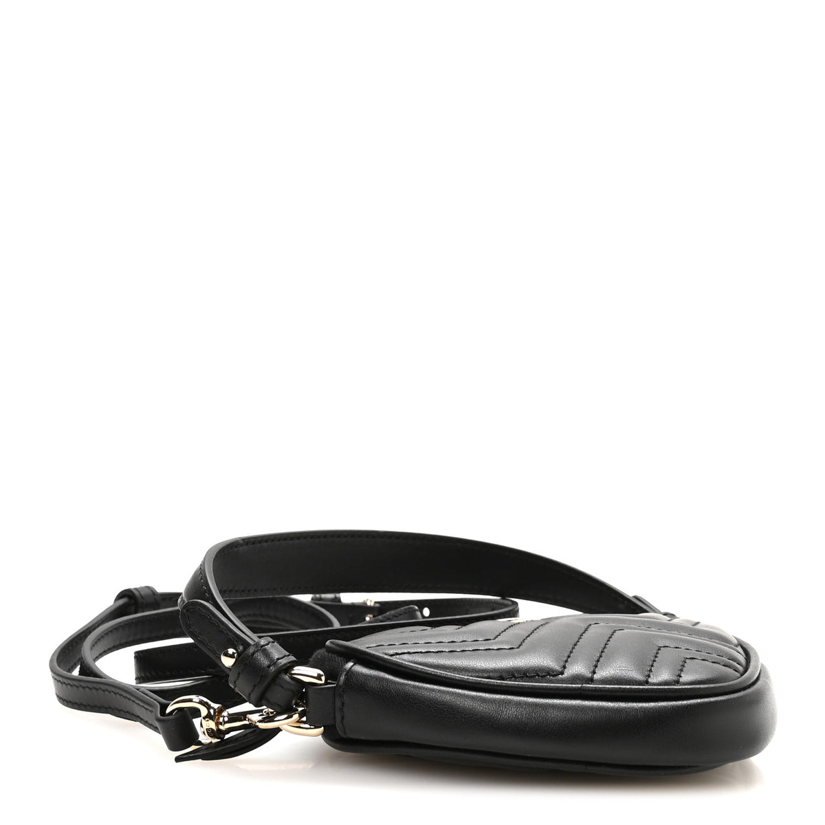 Calfskin Matelasse Diagonal Mini Interlocking G Heart Shoulder Bag Black