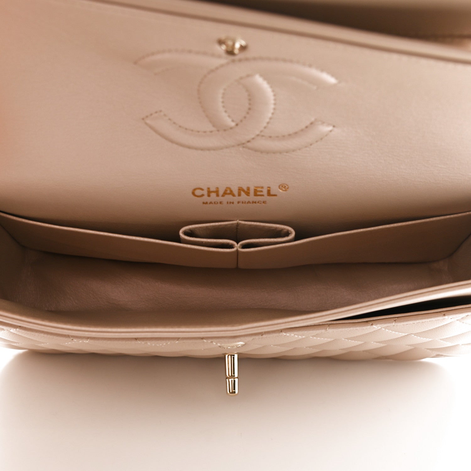 Chanel Iridescent Lambskin Quilted Medium Double Flap Beige 5 of 11