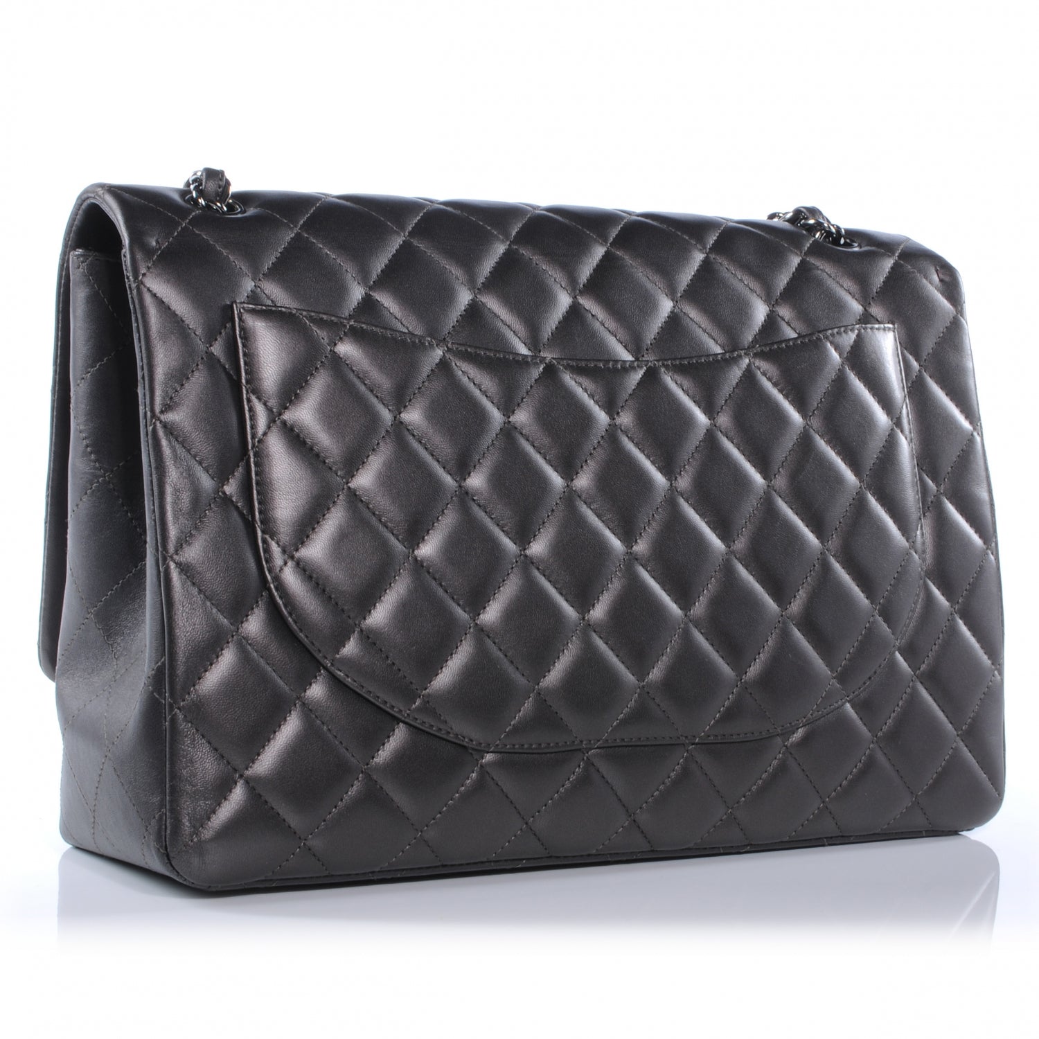 Chanel Lambskin Maxi Single Flap Flap Dark Grey 3 of 8