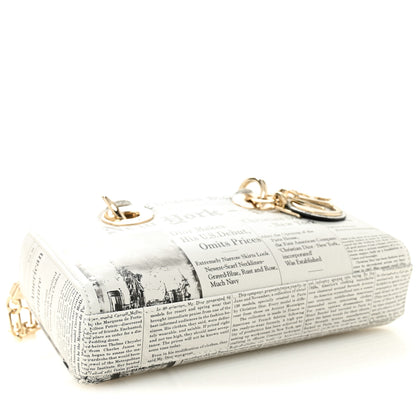 Christian Dior Calfskin Newspaper Printed Small Lady D-Joy Black White 4 of 12