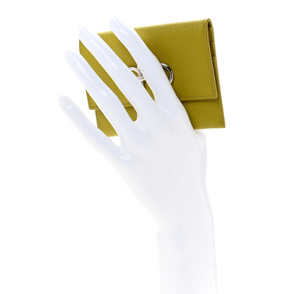 Salvatore Ferragamo Grained Calfskin Flap Card Holder Lemon Grass 2 of 8
