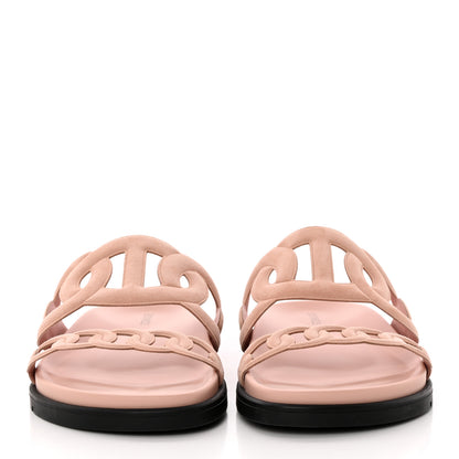 Hermes Suede Goatskin Extra Sandals 37.5 Rose Opaline 2 of 9