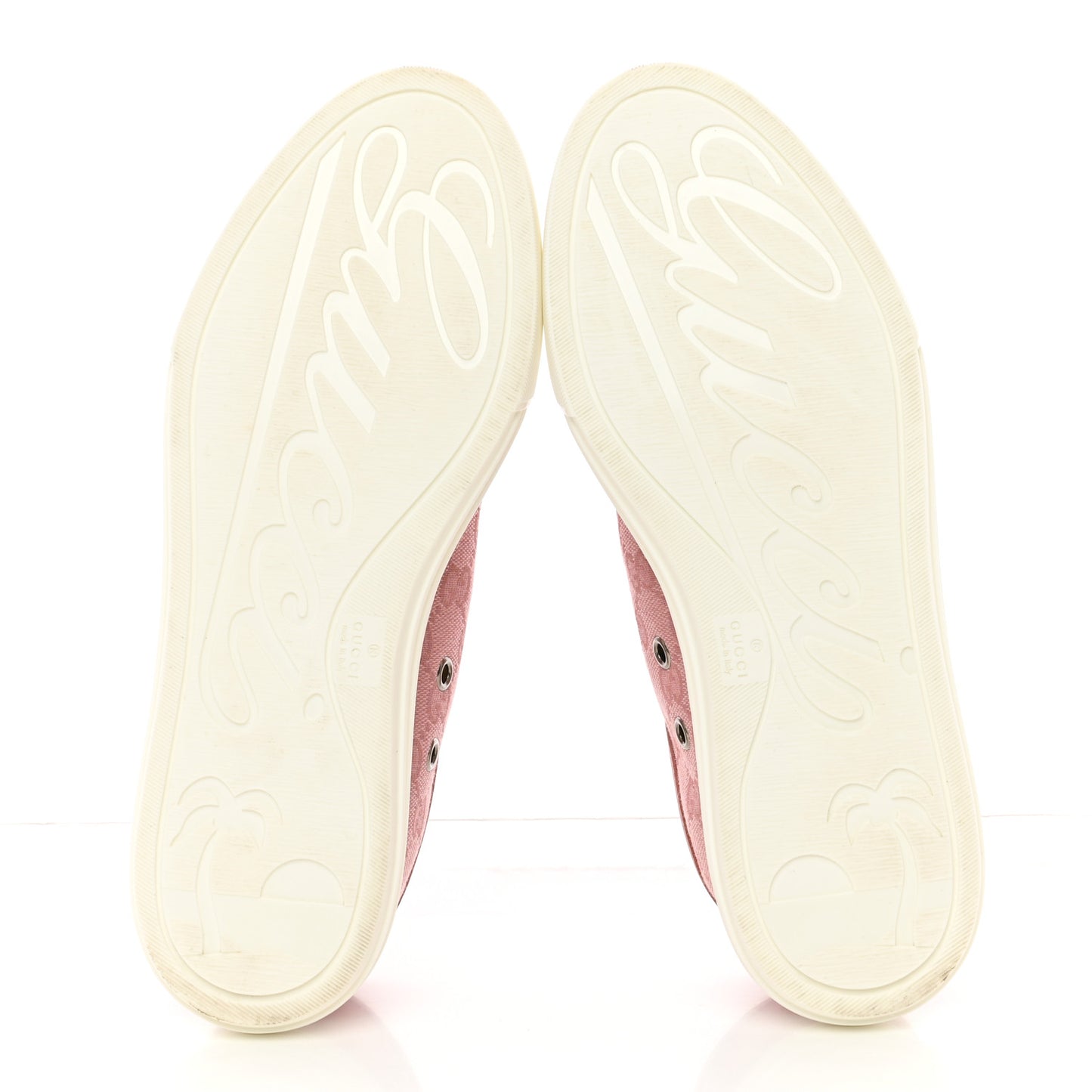 GG Monogram Calfskin Womens Low Top Sneakers 37 Pink Soft Pink
