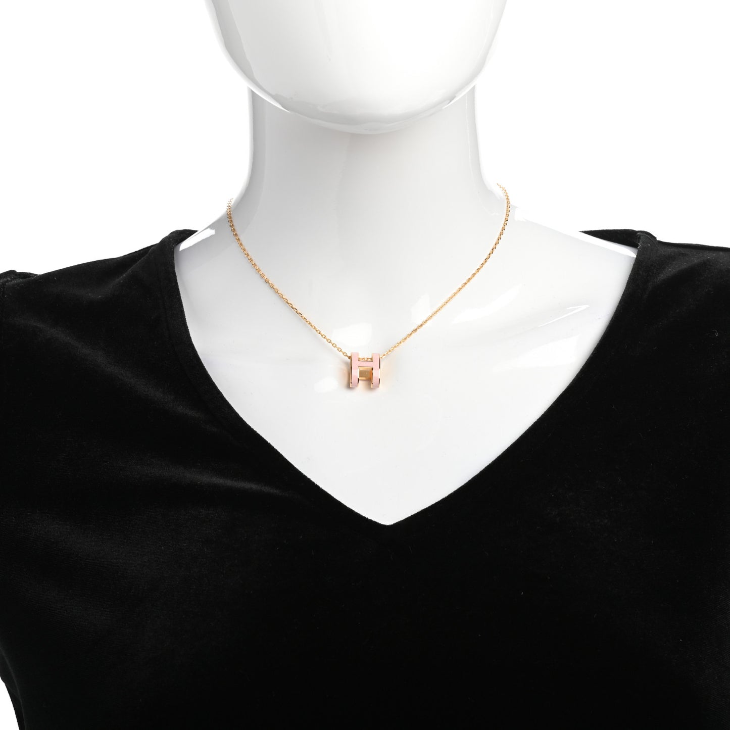 Lacquered Rose Gold Pop H Pendant Necklace Rose Dragee