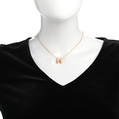 Hermes Lacquered Rose Gold Pop H Pendant Necklace Rose Dragee 2 of 7