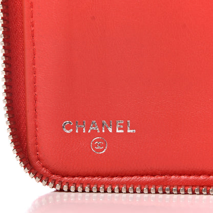 Chanel Lambskin Quilted Large Zip Around Organizer Wallet Red 8 of 14