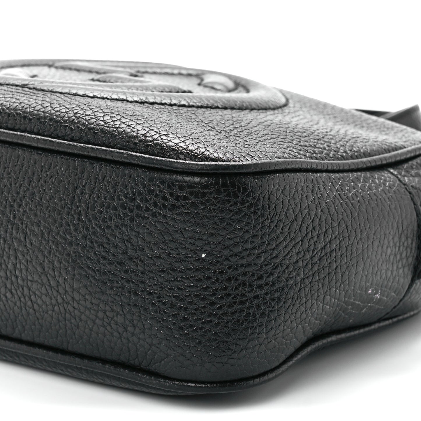 Pebbled Calfskin Small Soho Disco Bag Black