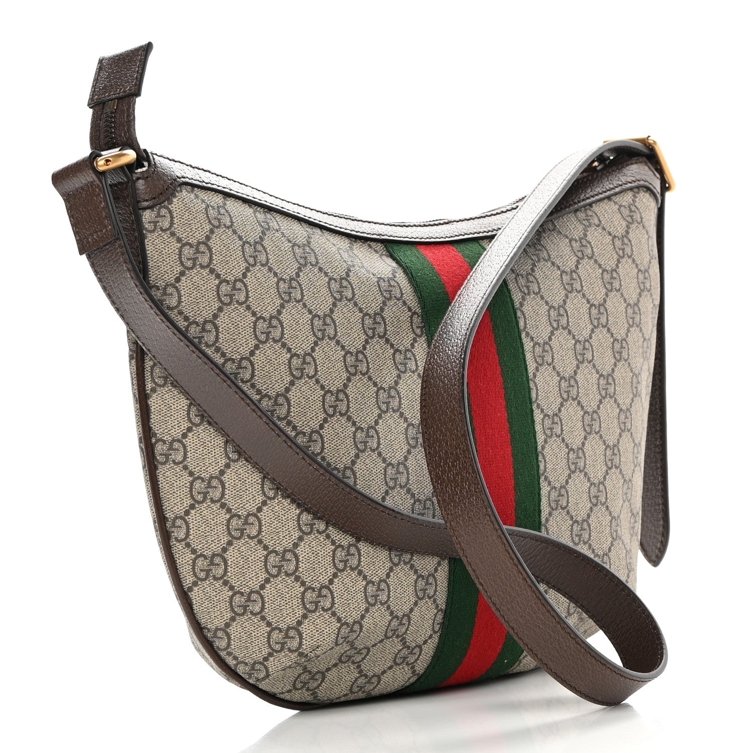 Gucci GG Supreme Monogram Web Small Ophidia Half Moon Hobo Brown 3 of 10