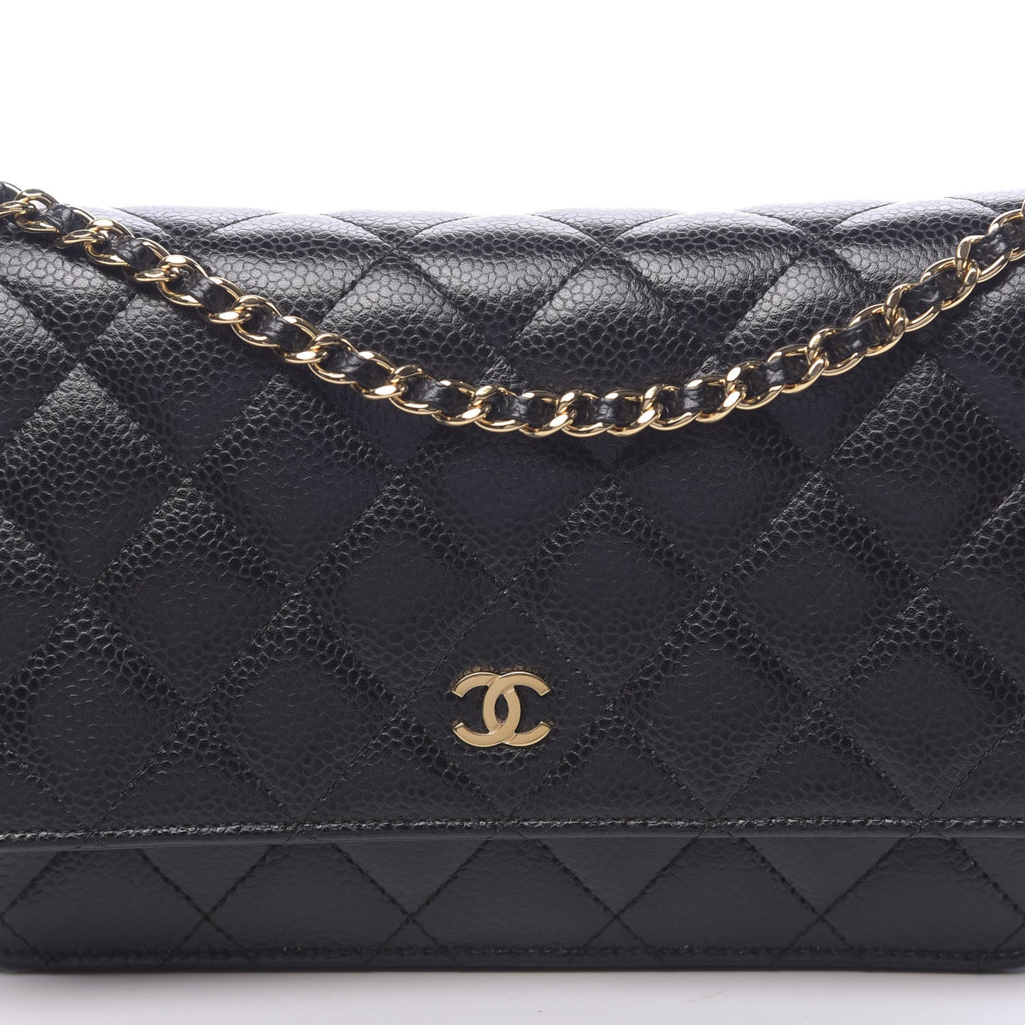 Caviar Quilted Wallet On Chain WOC Black