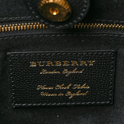 Burberry Grainy Calfskin House Check Medium Banner Tote Black 5 of 7