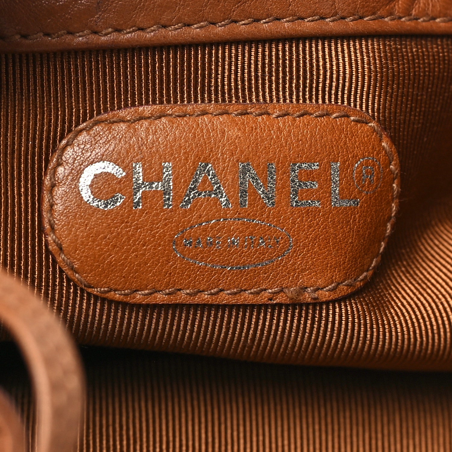 Chanel Lambskin CC Stitched Drawstring Bucket Backpack Tan 7 of 16