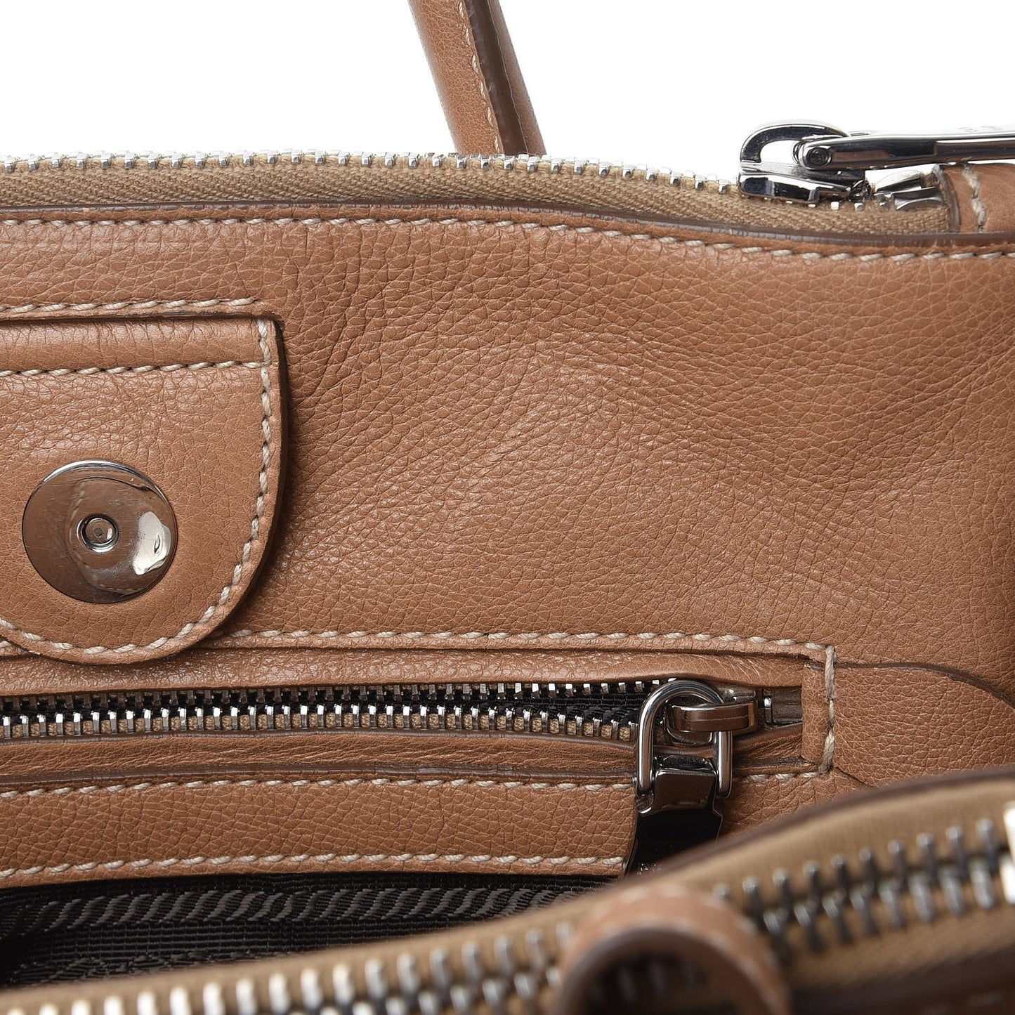 Glace Calf Twin Pocket Fringe Tote Caramel