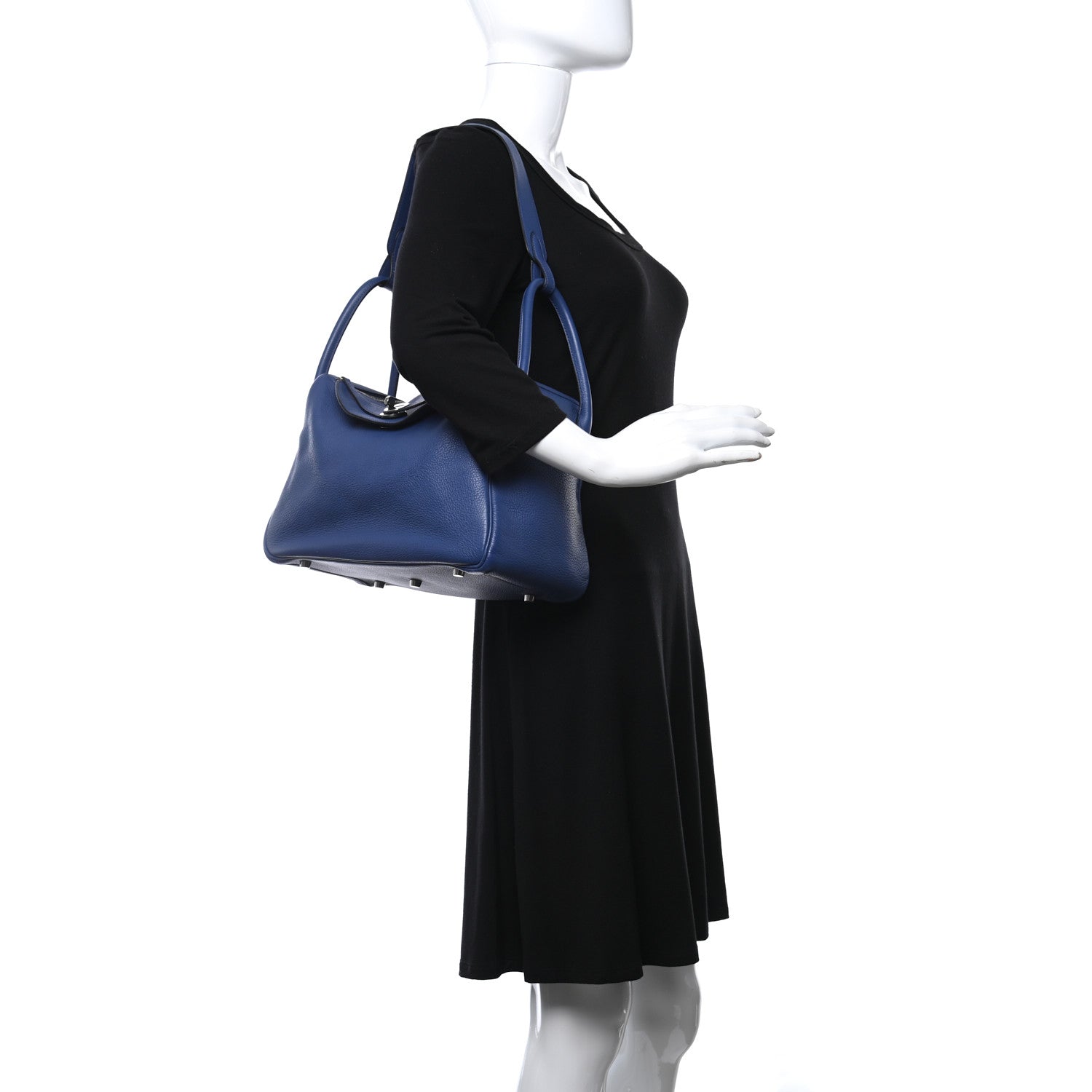 Hermes Taurillon Clemence Lindy 30 Bleu Brighton 3 of 9