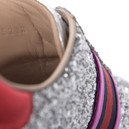 Gucci Glitter Web Womens Ace Sneakers 37 Silver 8 of 10