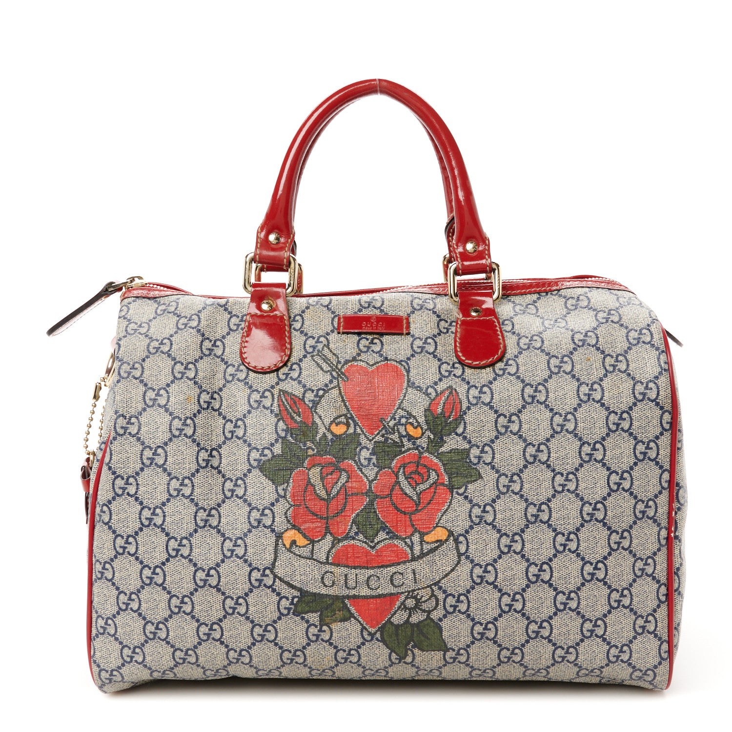 Gucci GG Plus Monogram Tattoo Heart Medium Joy Boston Red 1 of 14