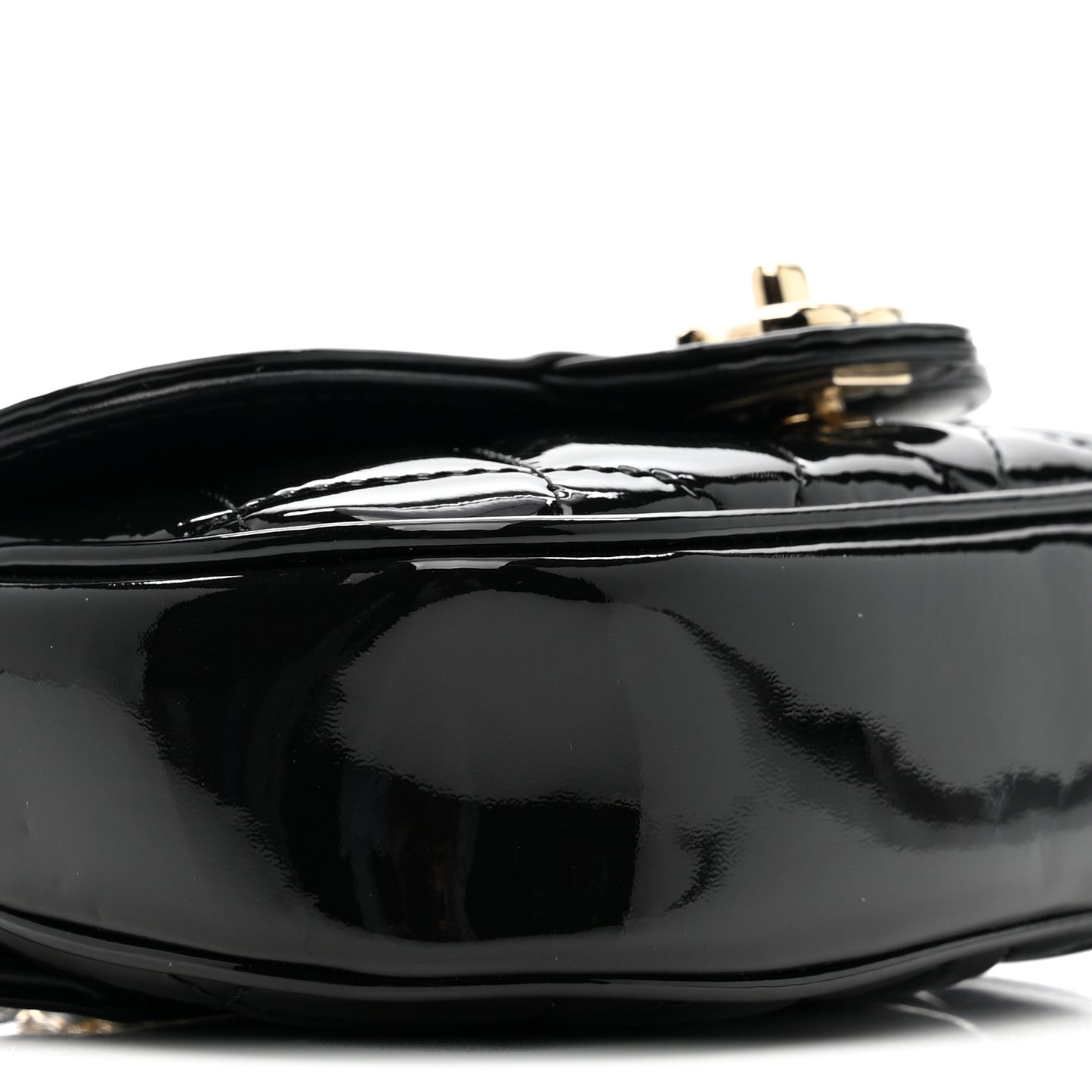 Patent Calfskin Quilted Mini Clutch Black