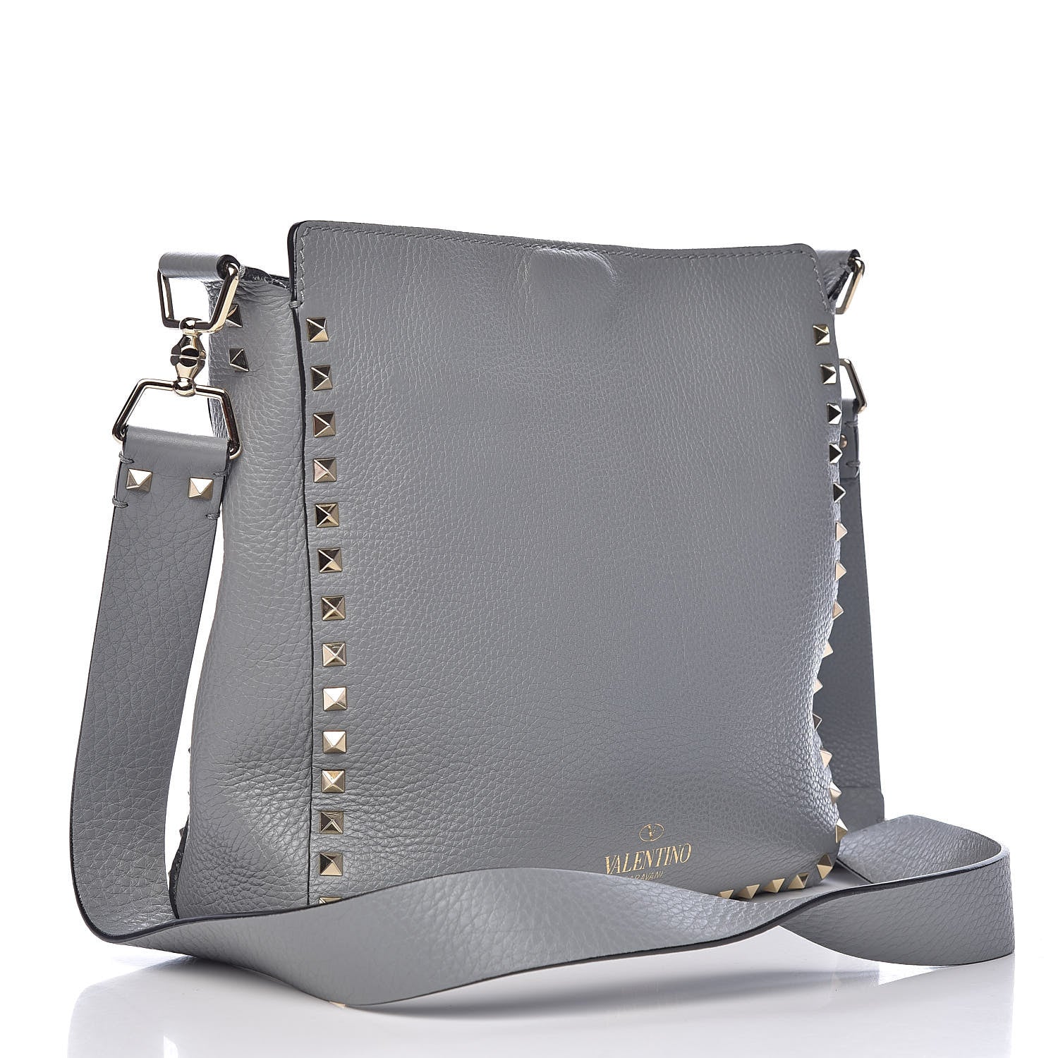 Valentino Garavani Pebbled Calfskin Small Rockstud Flip-Lock Messenger Bag Light Stone 3 of 11