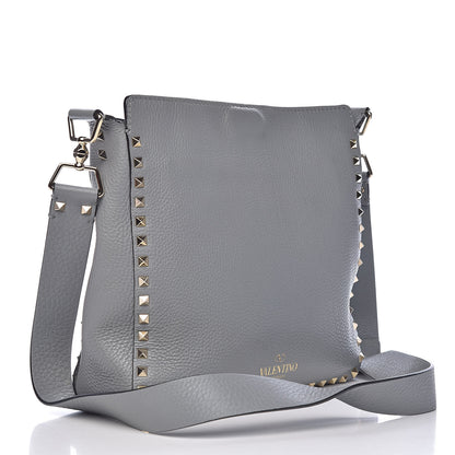 Valentino Garavani Pebbled Calfskin Small Rockstud Flip-Lock Messenger Bag Light Stone 3 of 11
