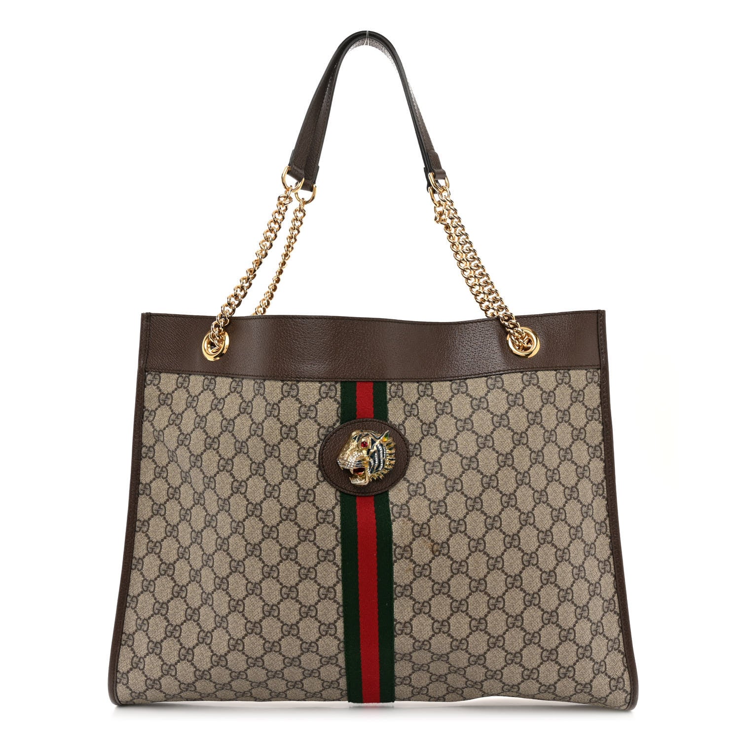 Gucci GG Supreme Monogram Large Rajah Chain Tote Beige New Acero 1 of 10