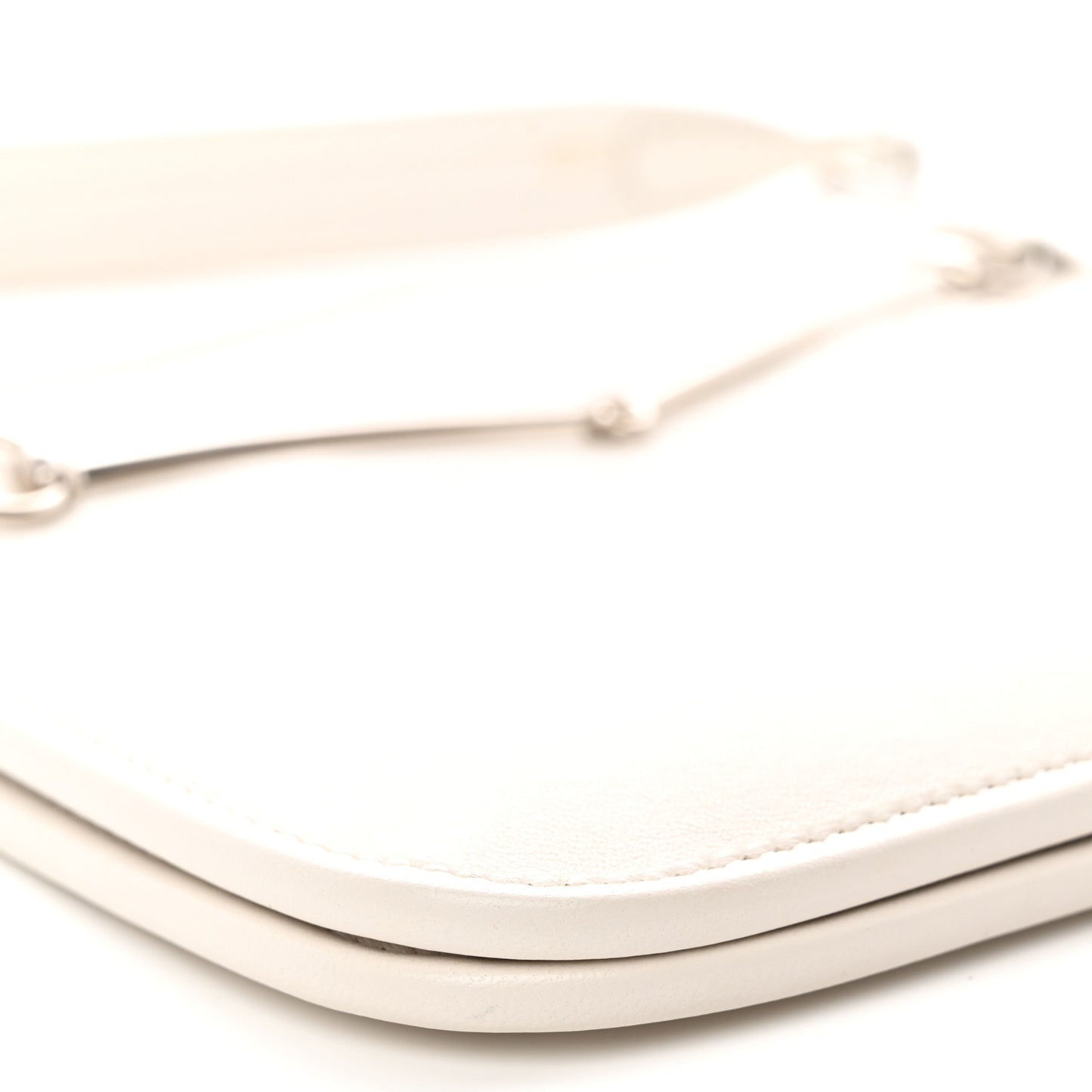 Calfskin Horsebit Slim Shoulder Bag White