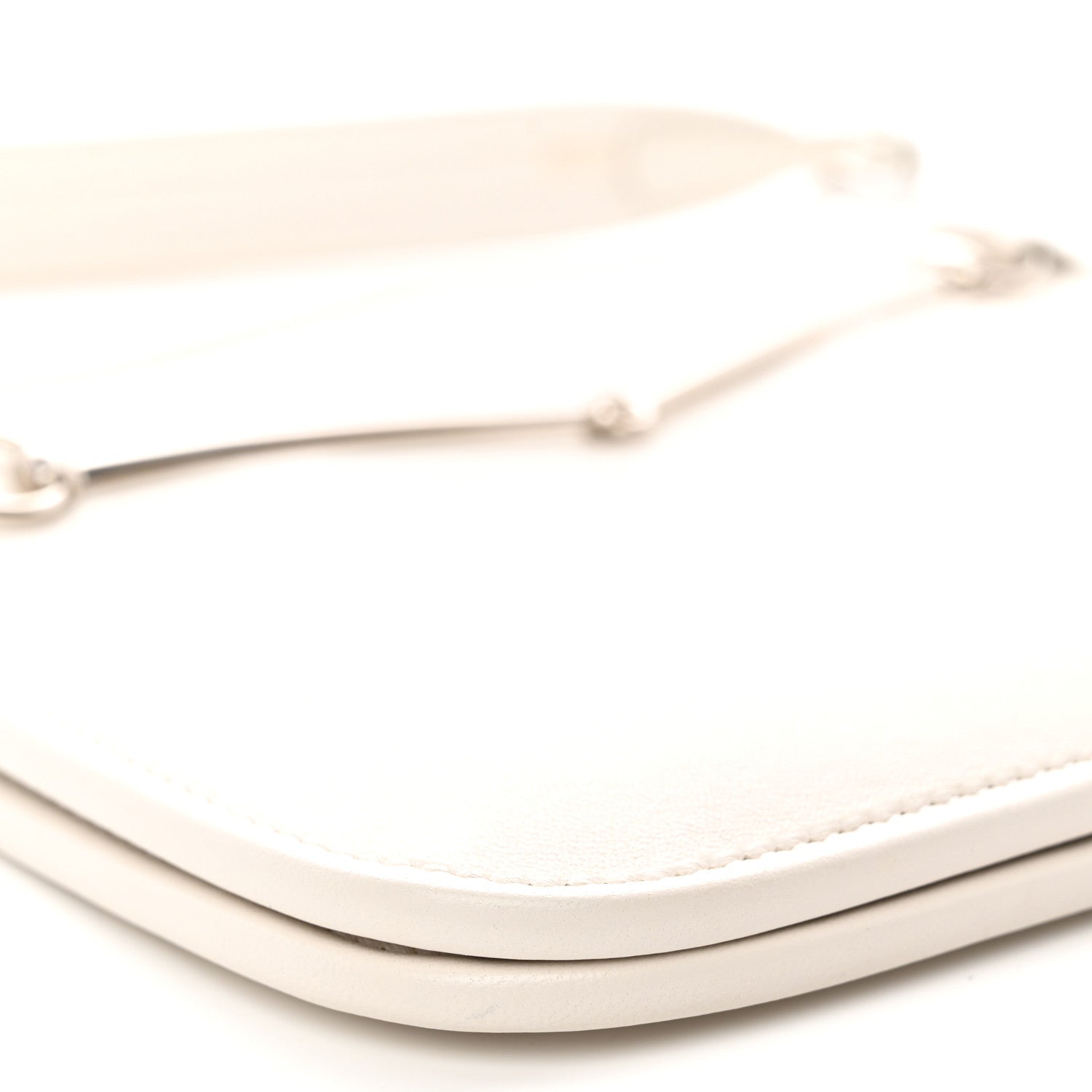 Gucci Calfskin Horsebit Slim Shoulder Bag White 9 of 10