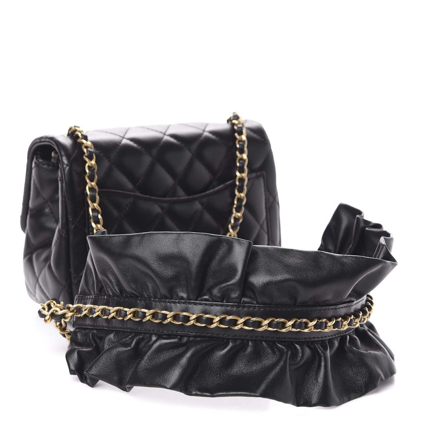 Lambskin Quilted Mini Romance Square Flap Black