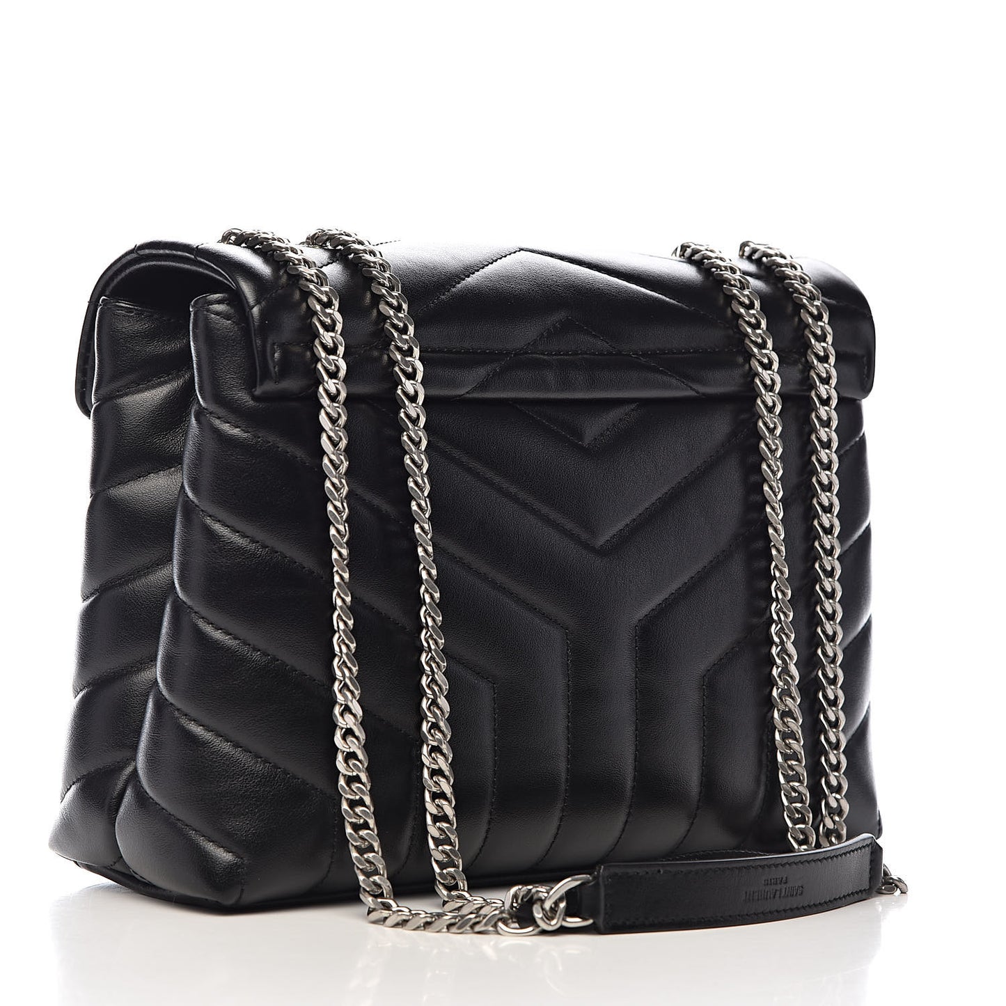 Calfskin Y Quilted Monogram Small Loulou Chain Satchel Black