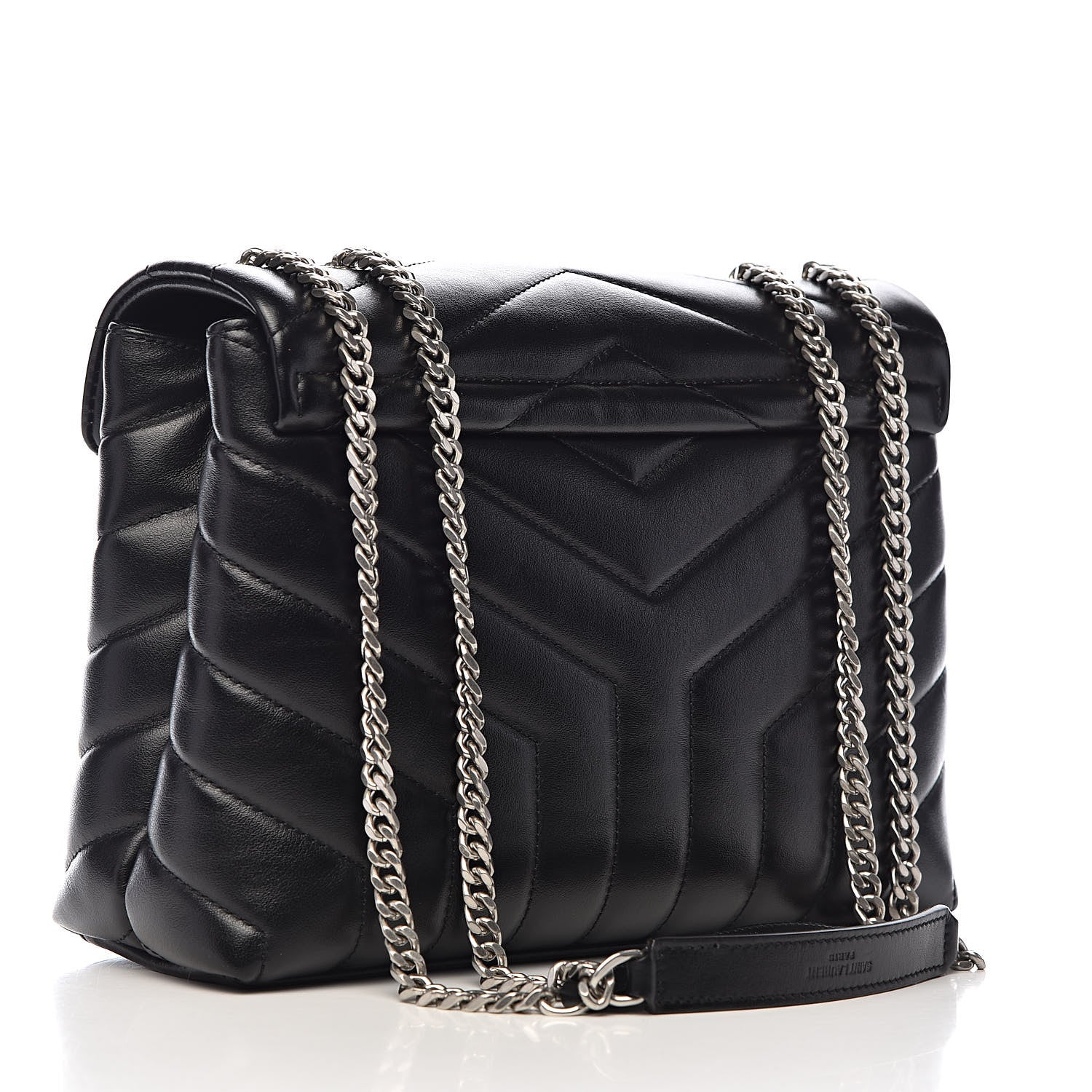 Saint Laurent Calfskin Y Quilted Monogram Small Loulou Chain Satchel Black 3 of 10