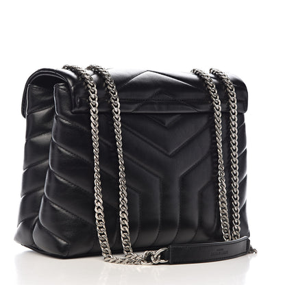 Saint Laurent Calfskin Y Quilted Monogram Small Loulou Chain Satchel Black 3 of 10