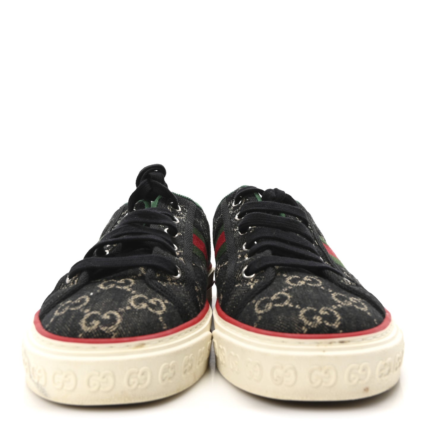 New Denim GG Monogram Web Womens 1977 Tennis Sneakers 39 Black Ivory