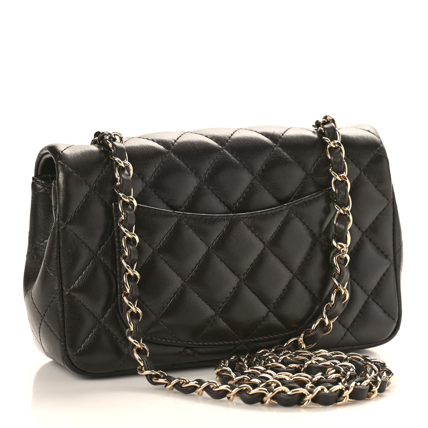 Chanel Lambskin Quilted Mini Rectangular Flap Dark Brown 3 of 9