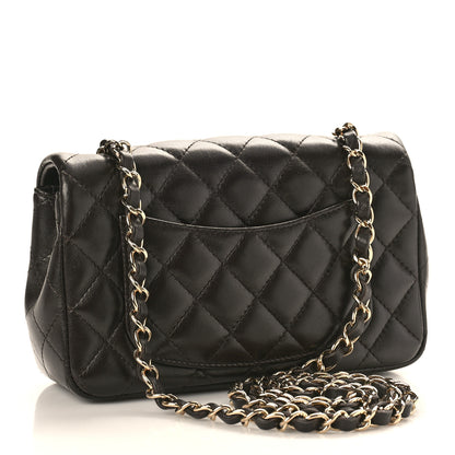 Chanel Lambskin Quilted Mini Rectangular Flap Dark Brown 3 of 9