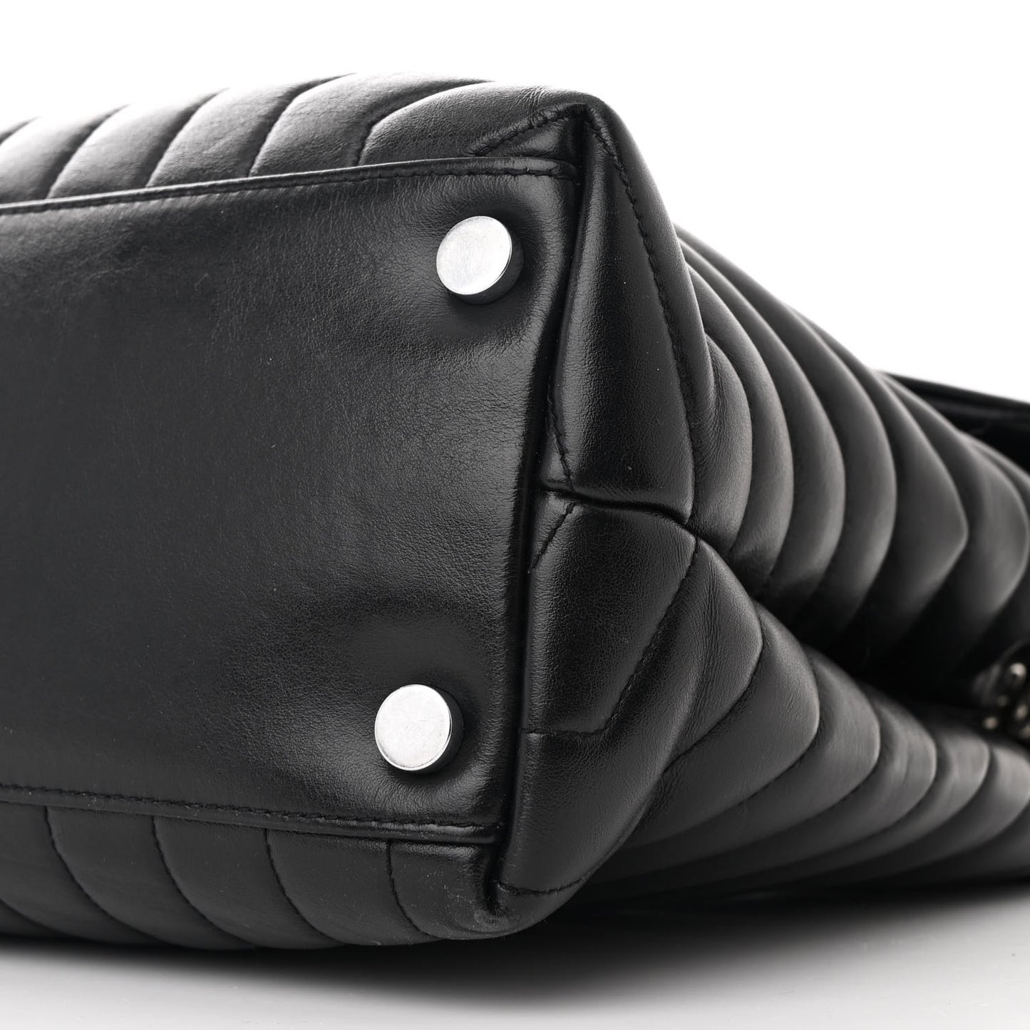 Calfskin Y Quilted Monogram Large Loulou Chain Satchel Black