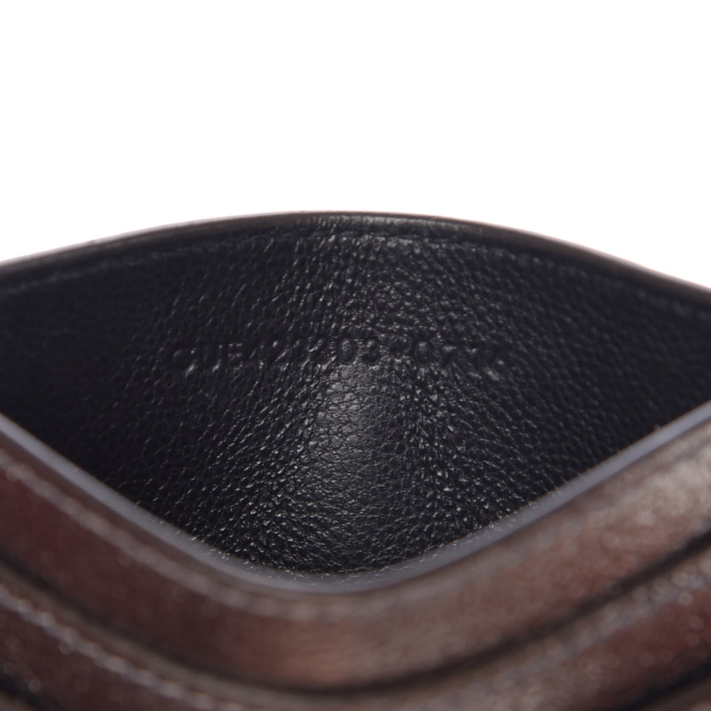 Grained Metallic Calfskin Monogram Credit Card Case Bronze