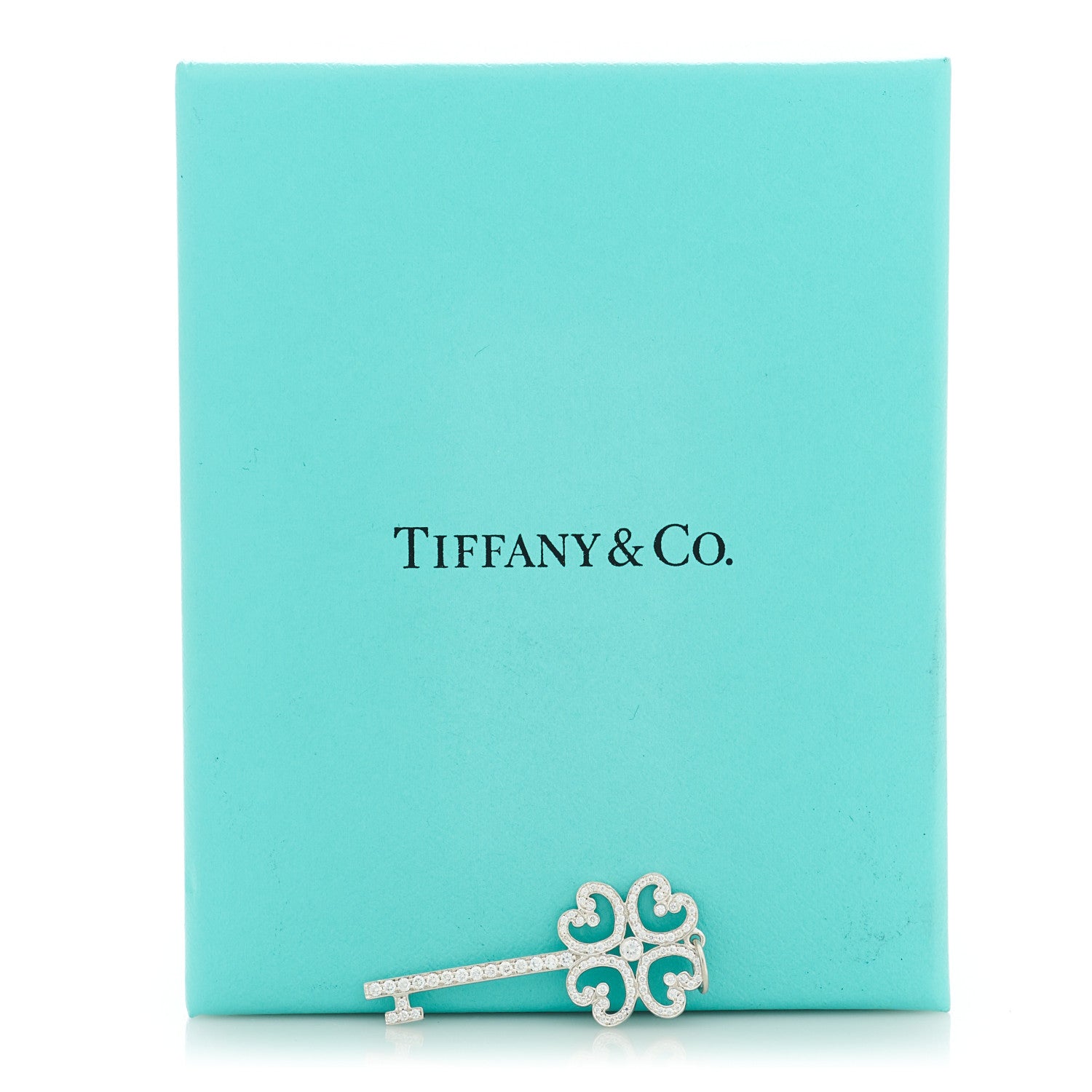 Tiffany Platinum Diamond Enchant Quatra Heart Key Pendant 4 of 4