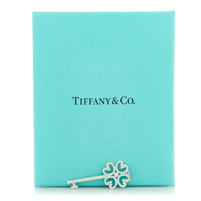 Tiffany Platinum Diamond Enchant Quatra Heart Key Pendant 4 of 4