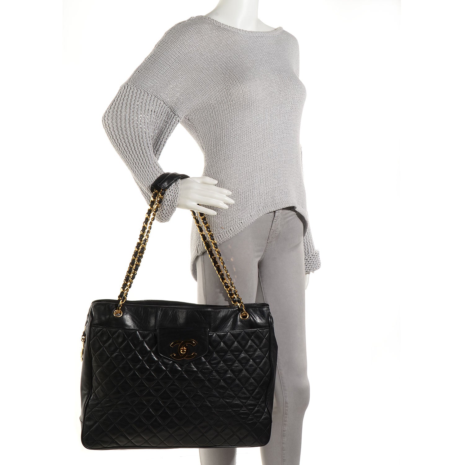Chanel Lambskin Quilted Weekender Bag Black 2 of 8