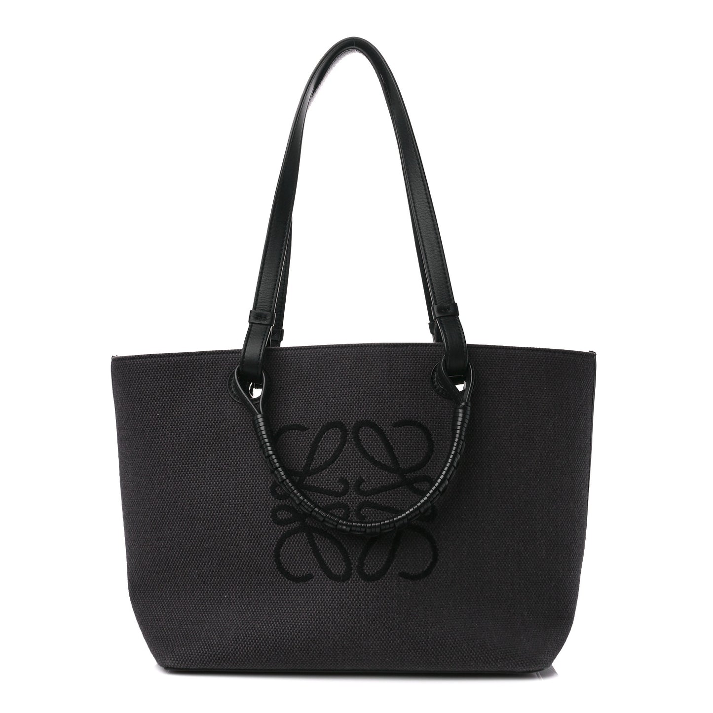 Canvas Calfskin Medium Anagram Tote Anthracite