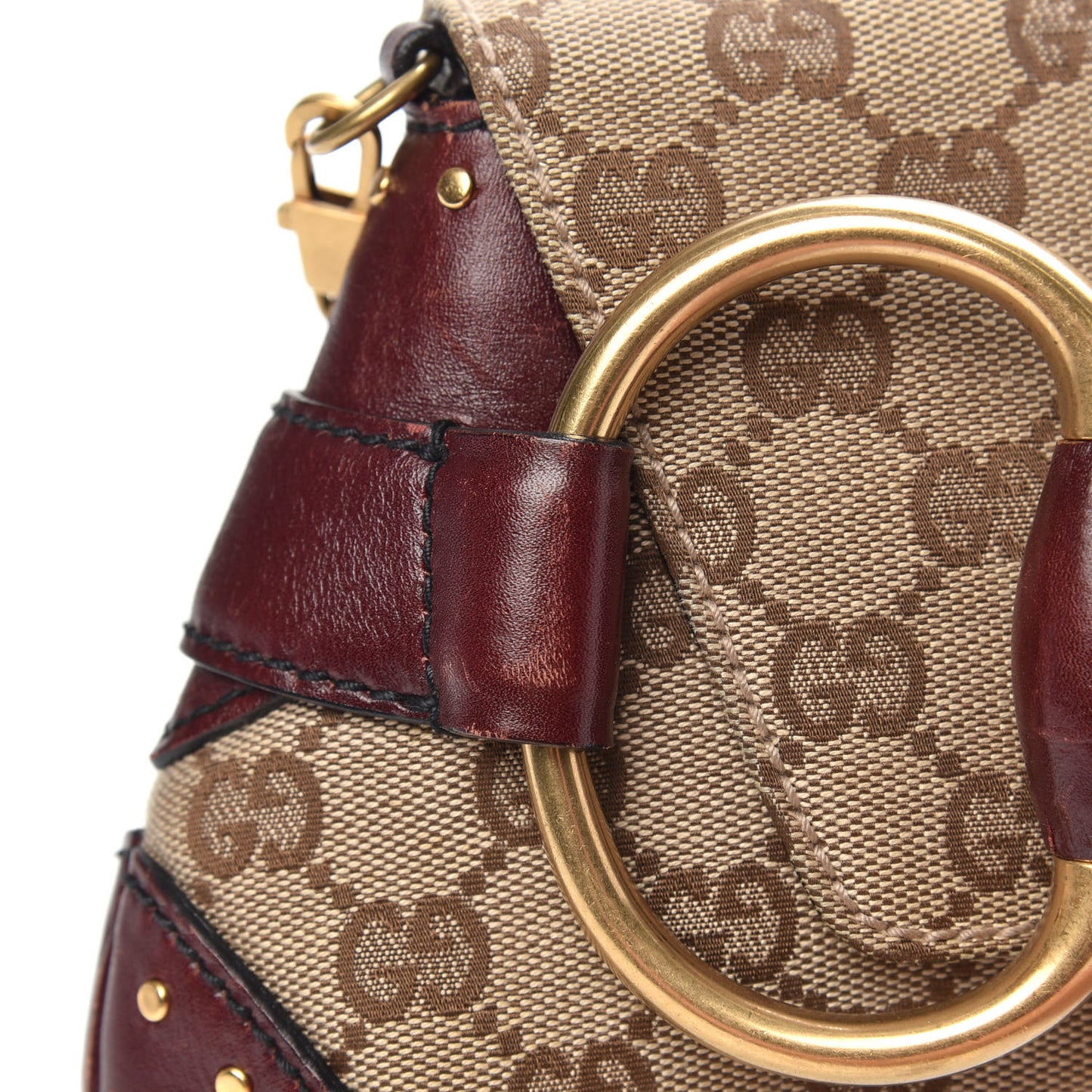Monogram Studded Horsebit Clutch Bordeaux