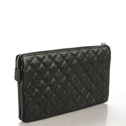 Chanel Caviar Quilted Large Zipped Clutch Black 3 of 8