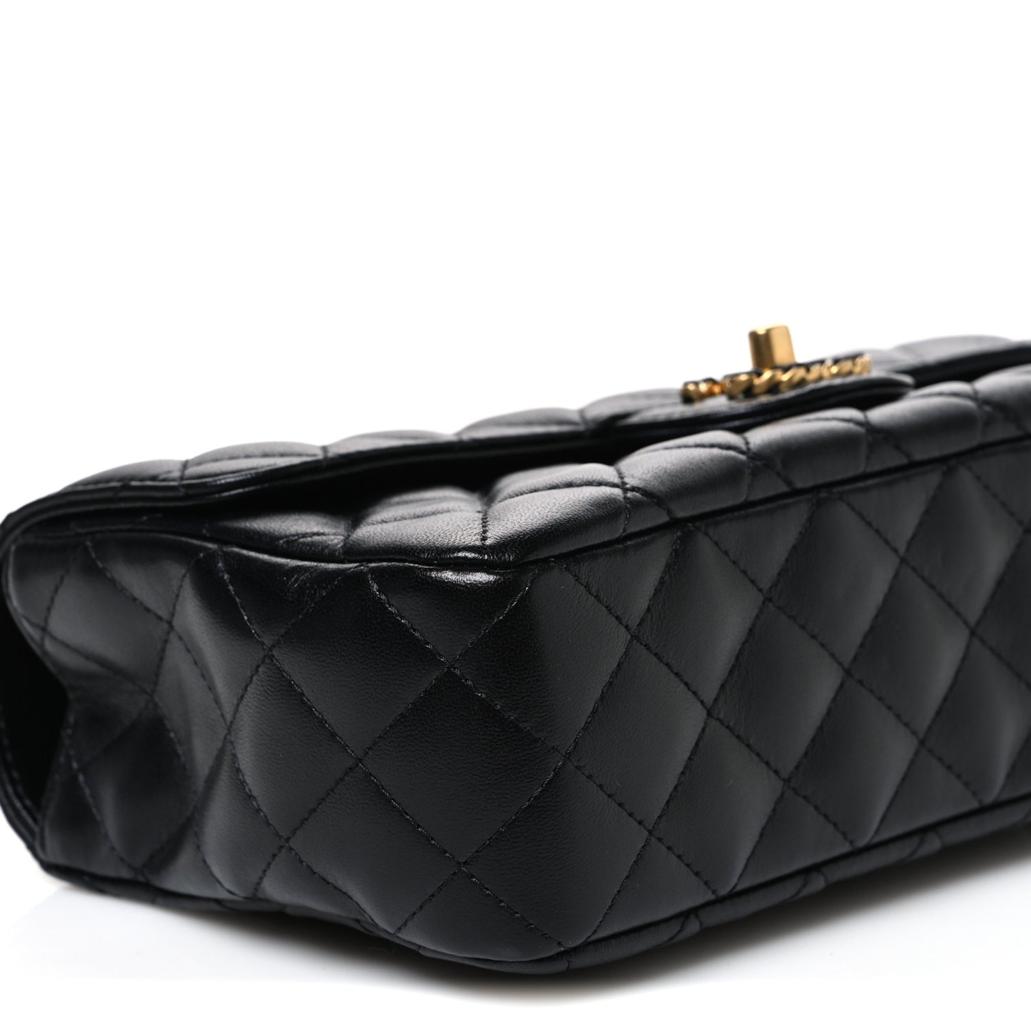 Lambskin Quilted Small Strass On Top Flap Bag Black