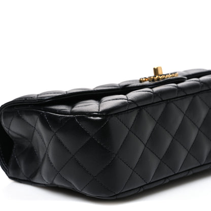 Chanel Lambskin Quilted Small Strass On Top Flap Bag Black 9 of 11