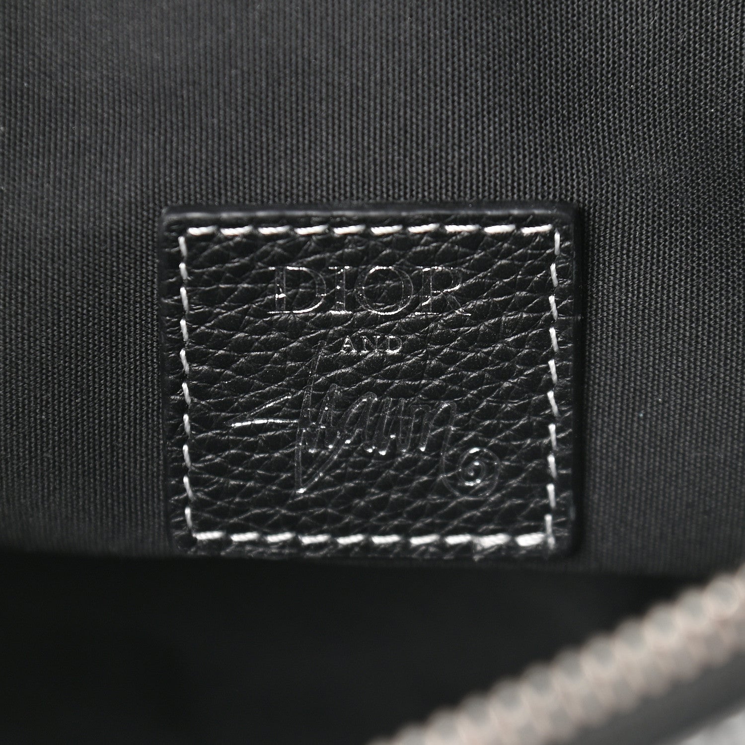 Christian Dior X SHAWN STUSSY Grained Calfskin Bee Saddle Bag Black 6 of 9