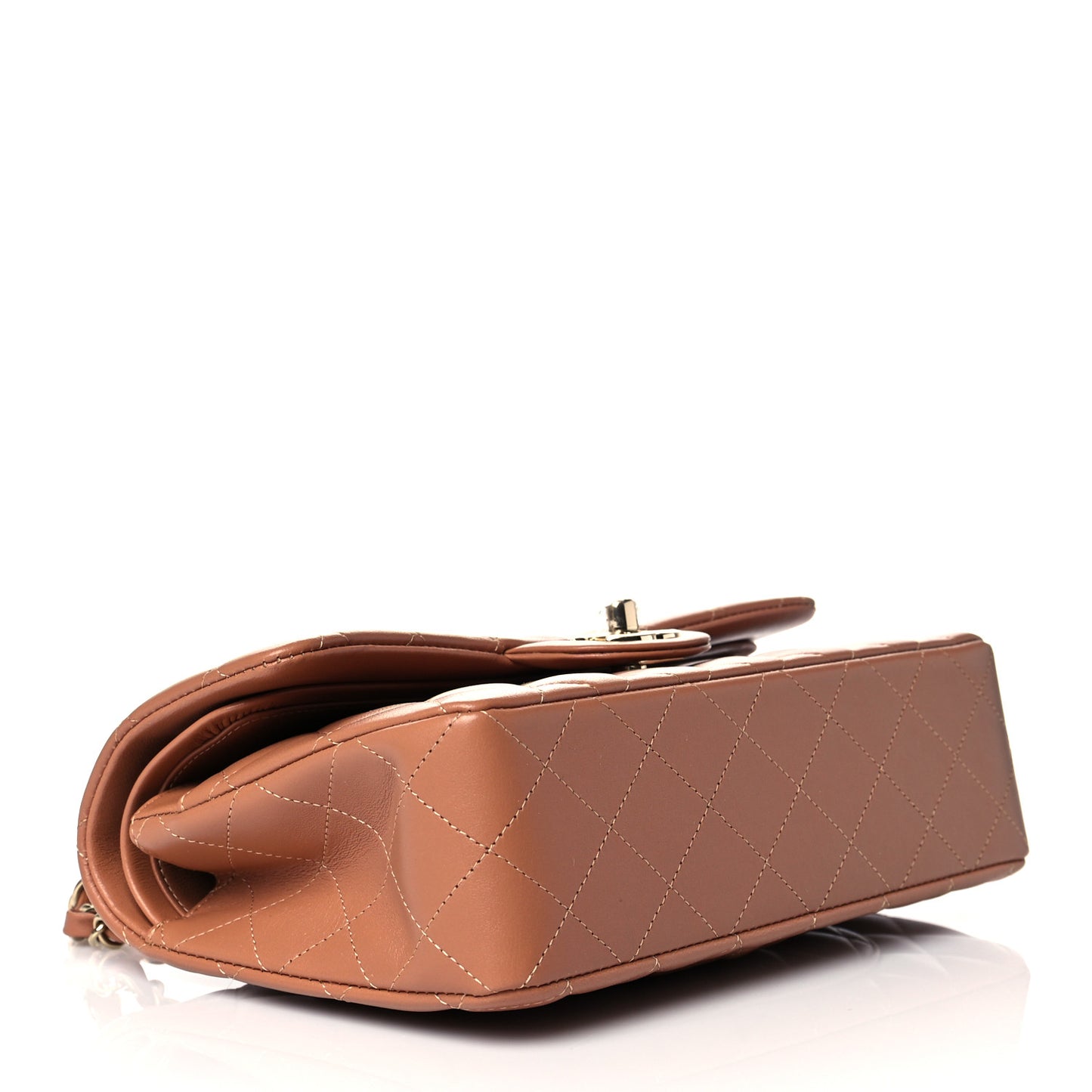 Lambskin Quilted Small Double Flap Brown